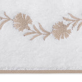 Matouk Daphne Towels Swatch - Dune Embroidery on White Terrycloth - Fig Linens and Home