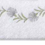 Matouk Daphne Towels Swatch - Sterling Embroidery on White Terrycloth - Fig Linens and Home