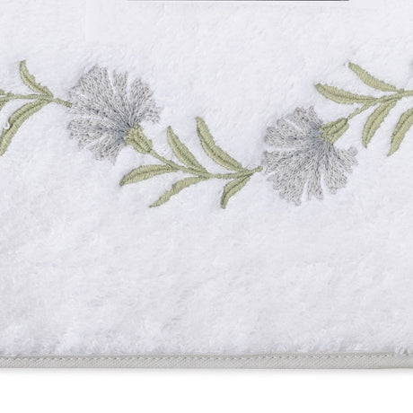 Matouk Daphne Towels Swatch - Sterling Embroidery on White Terrycloth - Fig Linens and Home