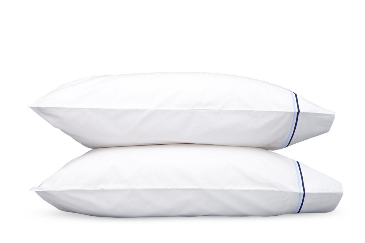 Essex Navy Pillowcases | Matouk Percale Bedding