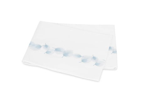 Matouk Feather Blue Flat Sheet - Giza Percale Bedding at Fig Linens