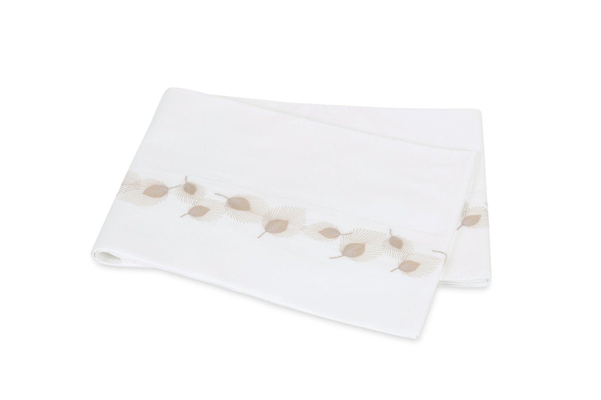 Matouk Feather Champagne Flat Sheet - Giza Percale Bedding at Fig Linens