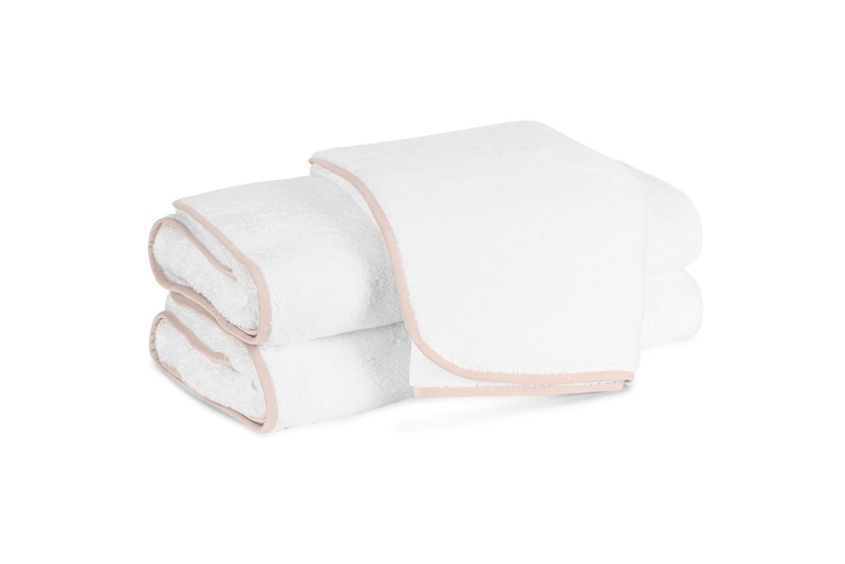 Terrycloth Giza Towels with Blush Trim by Matouk | Luxury 100% Cotton Towels at Fig Linens and Home