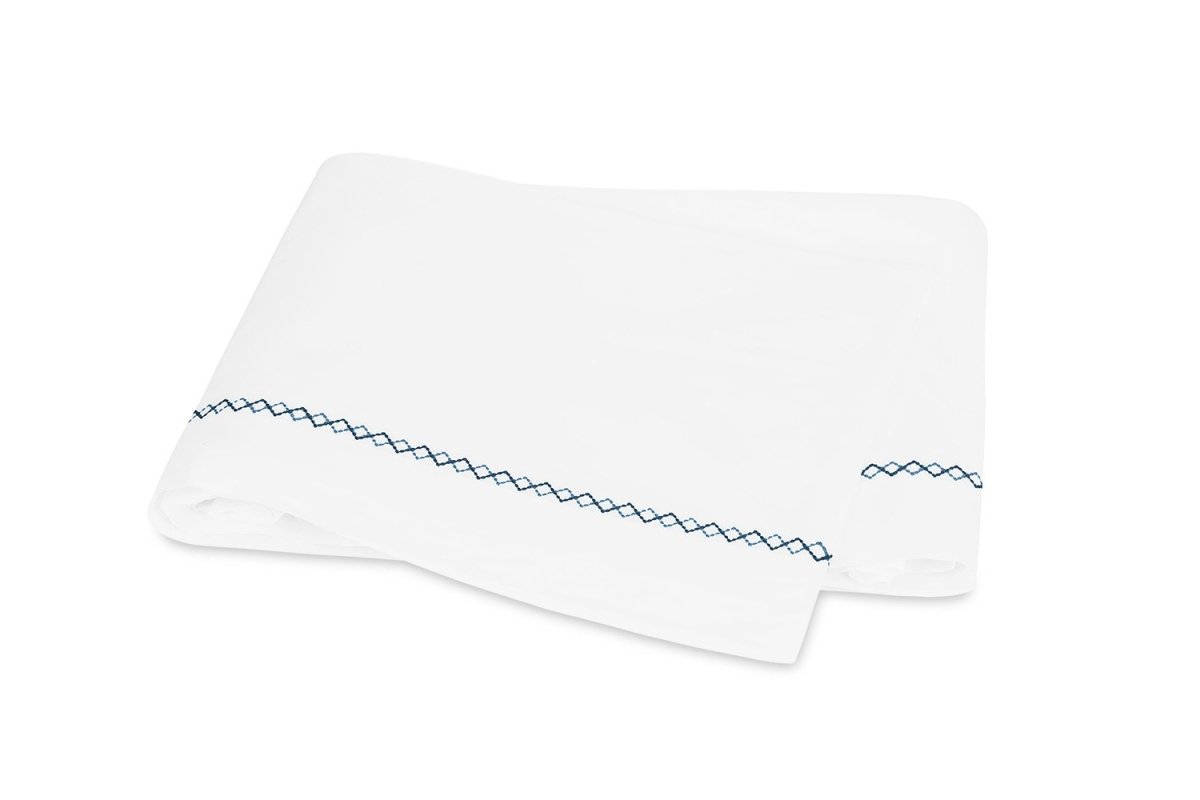 Matouk Hatch Navy Flat Sheet | Fig Linens