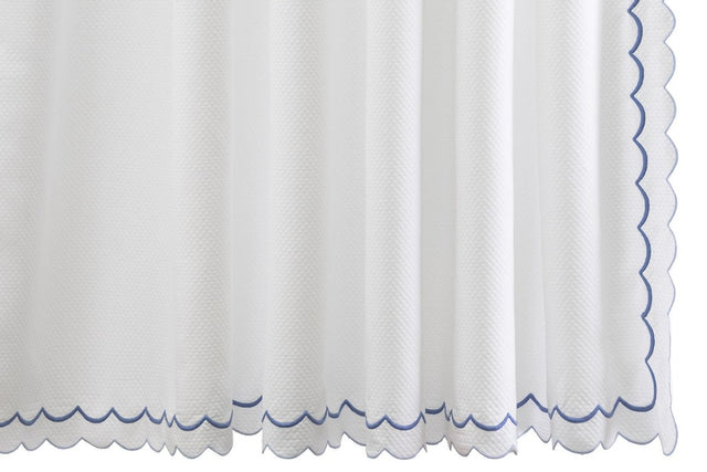 Shower Curtain - Matouk India Pique Shower Curtain Azure at Fig Linens and Home | Bath Boutique