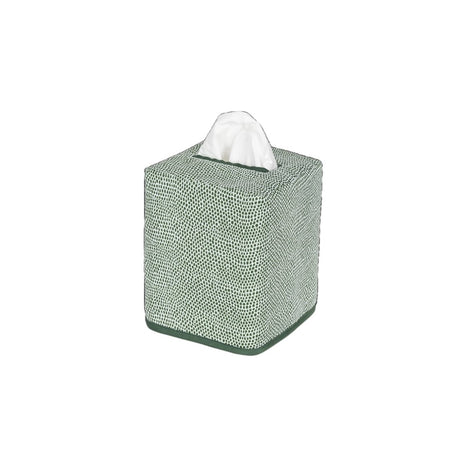 Jasper Tissue Box Cover in Green by Matouk | Bathroom accessories at Fig Linens and Home