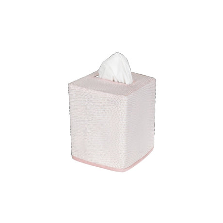 Jasper Tissue Box Cover in Pink by Matouk | Bathroom accessories at Fig Linens and Home