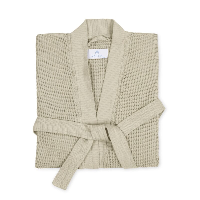 Kiran Dune Bathrobe | Matouk Robes - Light weight waffle robe at Fig Linens and Home