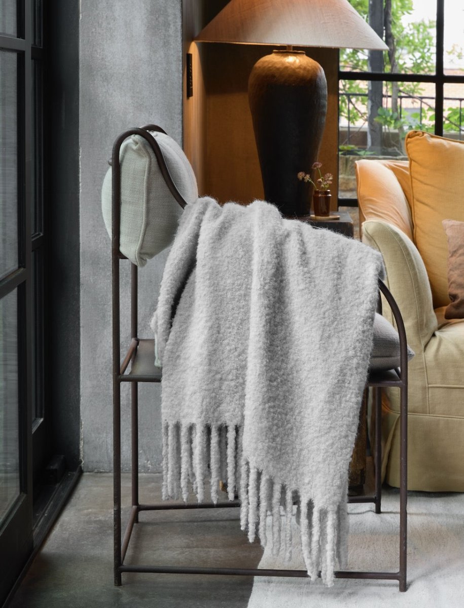 Matouk Poncho Throw Blanket in Silver at Fig Linens and Home 3