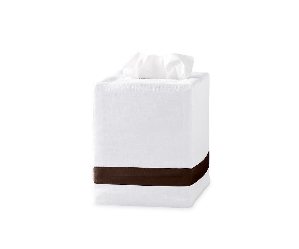 Lowell Tissue Cover in Chocolate | Matouk at Fig Linens