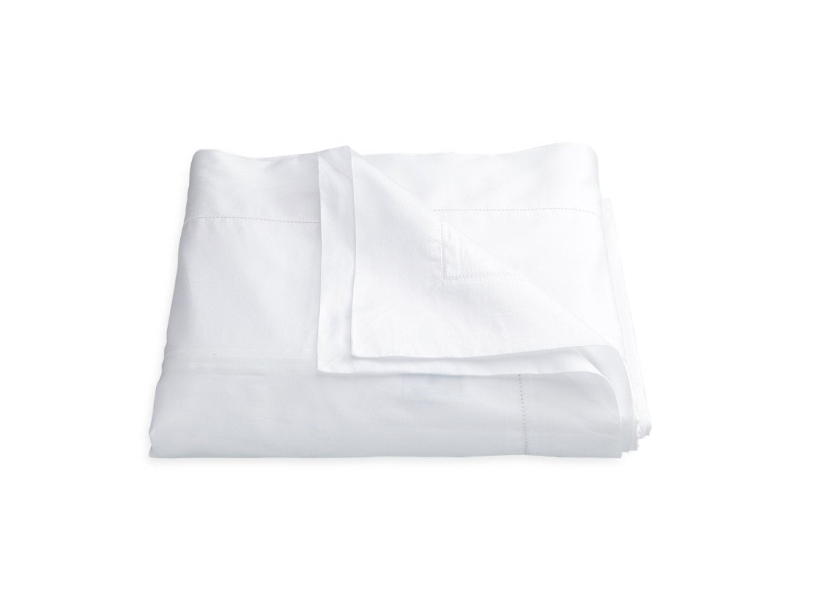 Nocturne Hemstitch White Duvet Cover | Matouk Sateen Bedding