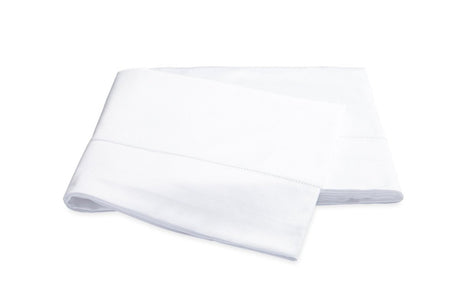 Nocturne Hemstitch White Flat Sheet | Matouk Sateen Bedding