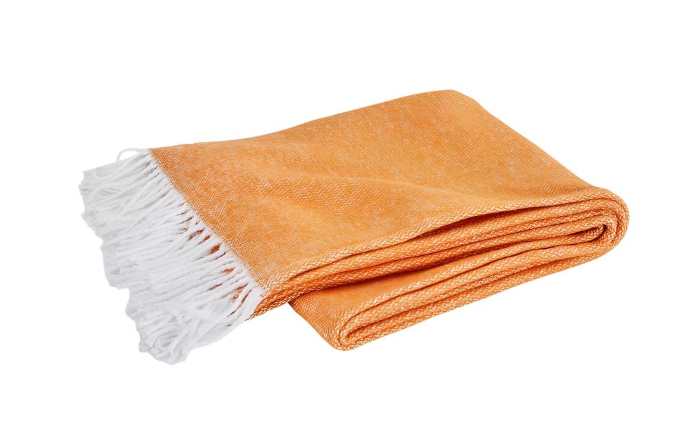 Pezzo Tangerine Cotton Throw | Matouk at Fig Linens and Home