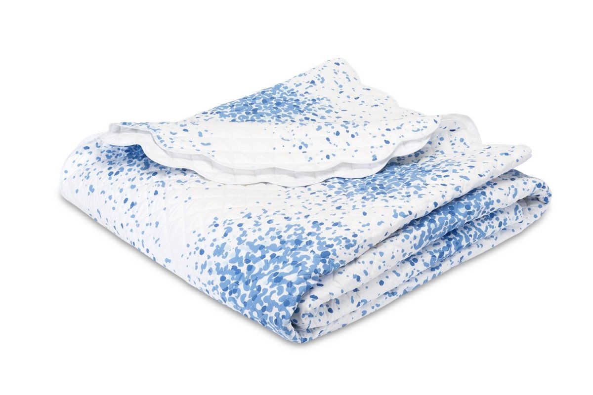 Matouk Poppy Azure Quilted Coverlet | Fig Linens