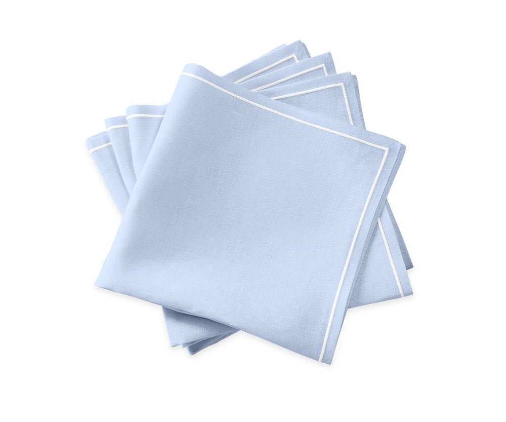 Matouk Satin Stitch Ice Blue Napkins | Casual Couture Table Linens