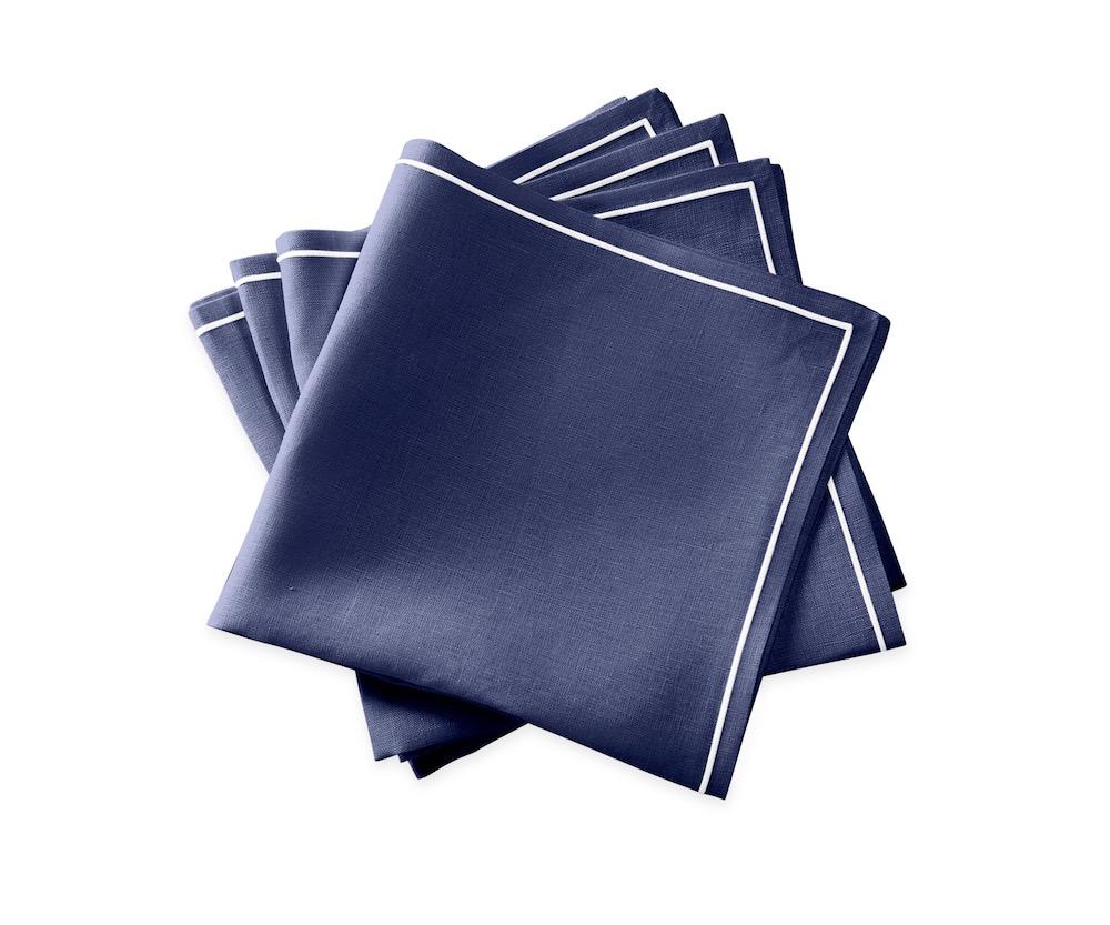 Matouk Napkins | Casual Couture Satin Stitch Napkin in Sapphire Blue