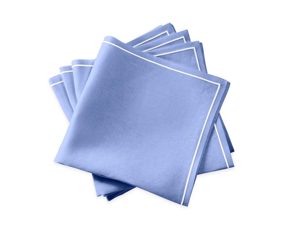 Matouk Satin Stitch Sky Blue Napkins | Casual Couture Table Linens