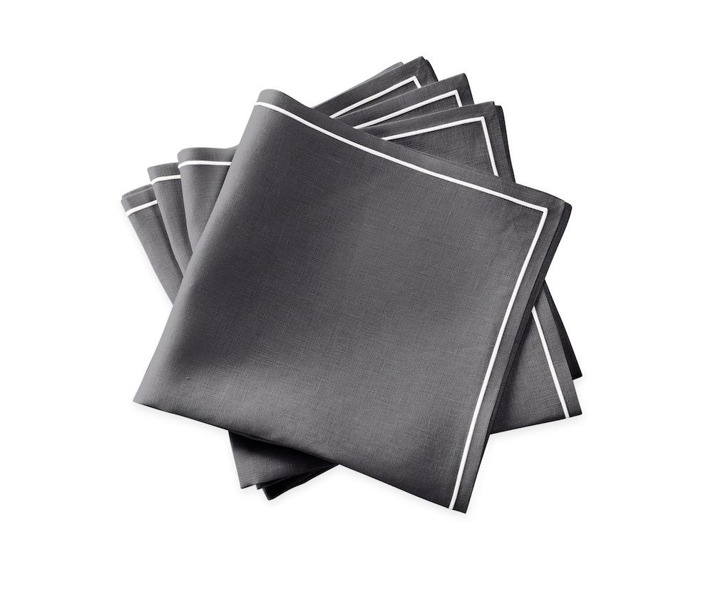 Matouk Satin Stitch Smoke Grey Napkins | Casual Couture Table Linens