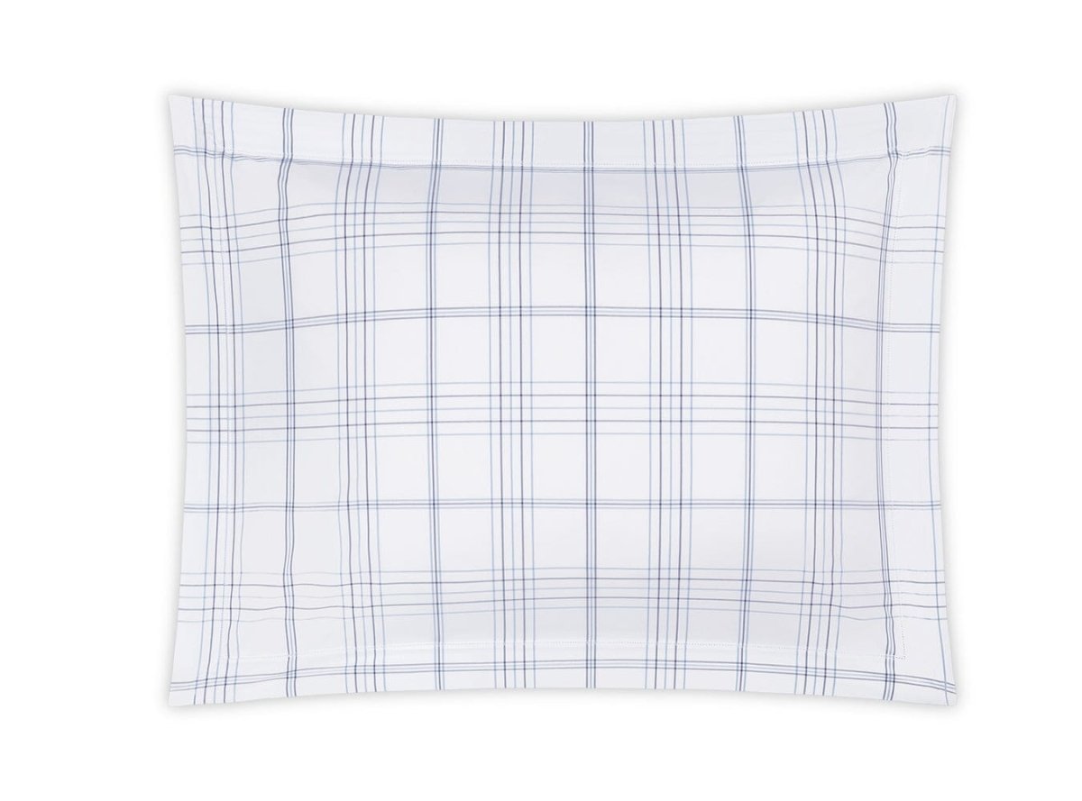 August Plaid Navy Blue Pillow Sham | Matouk Schumacher at Fig Linens and Home