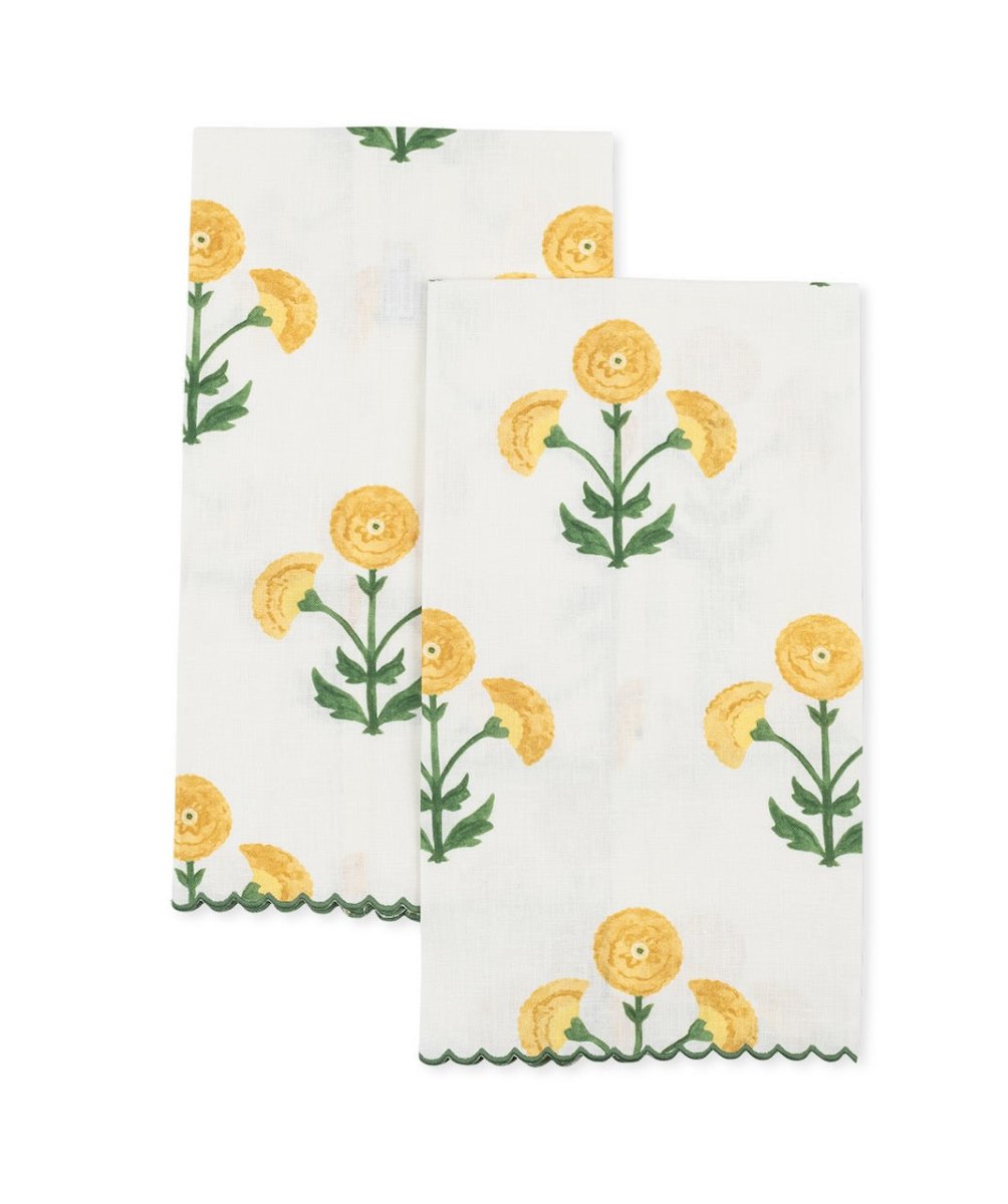 Gisele Marigold Guest Towels - Set of 2 Fingertip Bathroom Towels - Matouk Schumacher