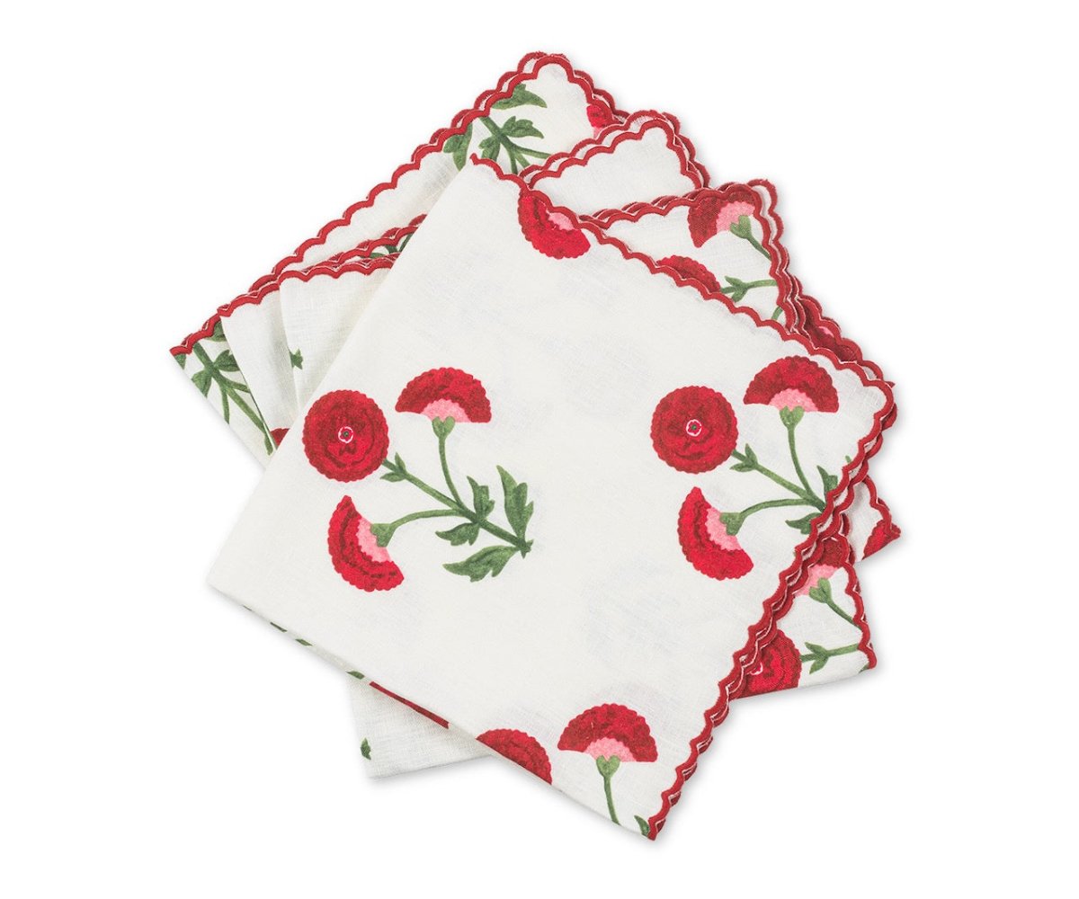 Cloth Napkins - Matouk Schumacher Gisele Scarlet Red Table Linens at Fig Linens and Home