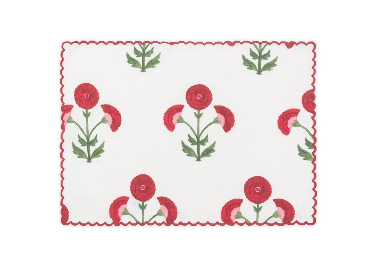 Placemats - Matouk Schumacher Gisele Scarlet Red Table Linens at Fig Linens and Home