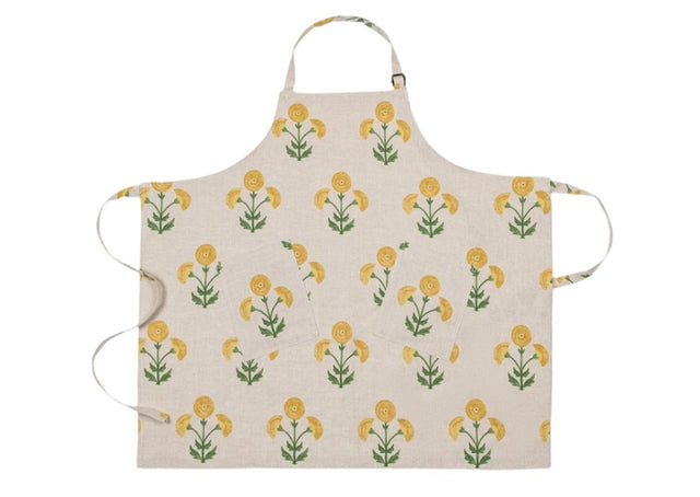 Kitchen Apron - Matouk Schumacher Gisele Marigold Natural Linen Apron at Fig Linens and Home