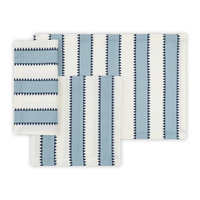 Table Runner - Matouk Schumacher Apollo Stripe Sky Blue Table Linens