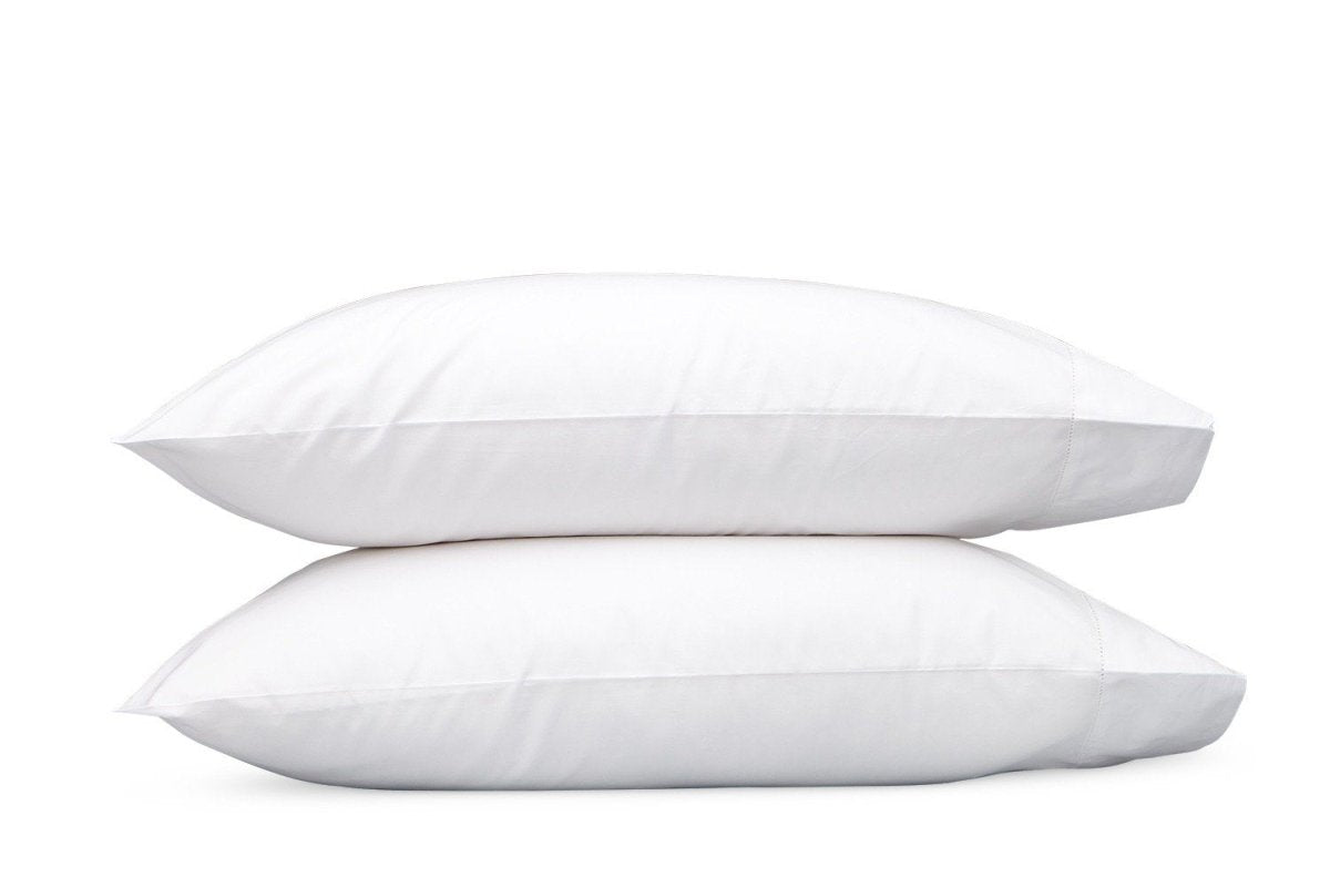 Matouk Sierra Hemstitch White Pillowcases | Percale Bedding at Fig Linens