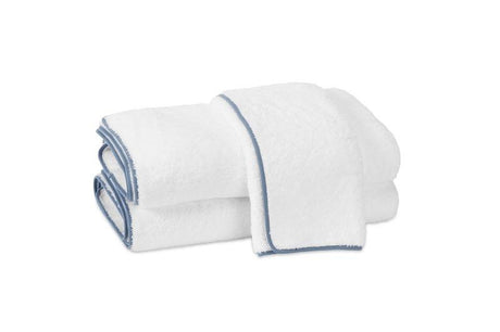 Cairo Bath Towels by Matouk | White with Sea Trim 