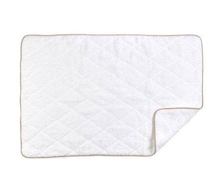 Cairo Quilted Tub Mat in White with Linen by Matouk at Fig Linens and Home