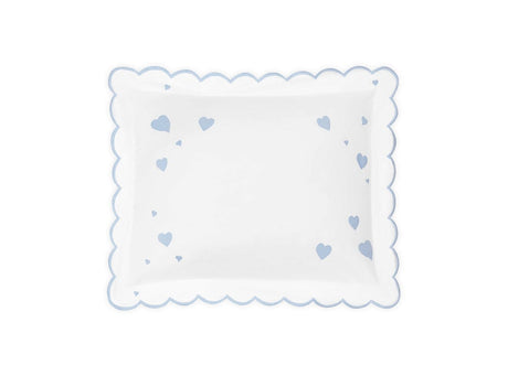 Hearts Mini Pillow in Cloud Blue - Matouk Baby Pillows at Fig Linens and Home