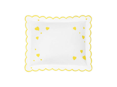 Hearts Mini Pillow in Lightning Yellow - Matouk Baby Pillows at Fig Linens and Home