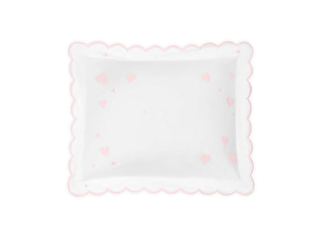 Hearts Mini Pillow in Slipper Pink - Matouk Baby Pillows at Fig Linens and Home