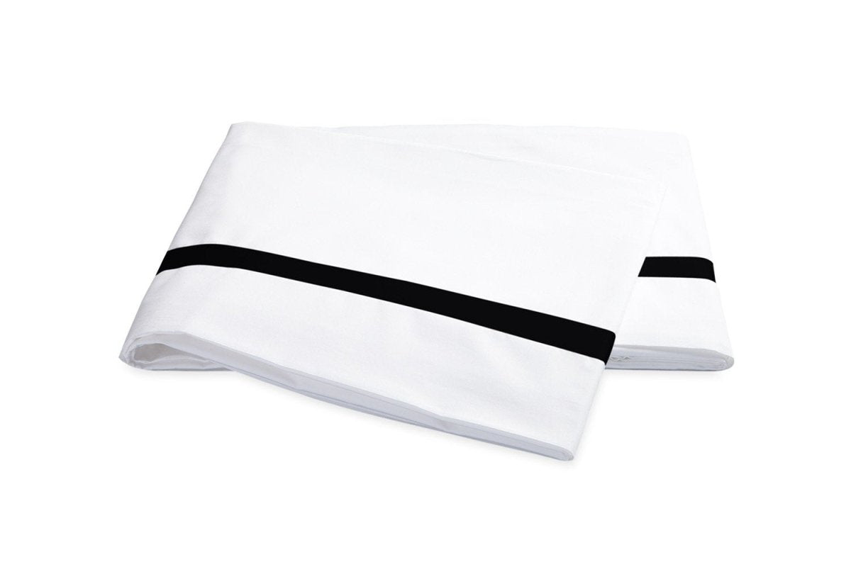 Lowell Black Flat Sheet | Matouk at Fig Linens