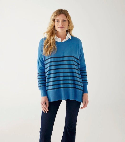 Mersea Amour Azure Blue and Navy Heart Patch Sweater