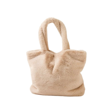 Cozy Cabin Faux Fur Tote - Oatmeal Cream by Mersea Winter Bag