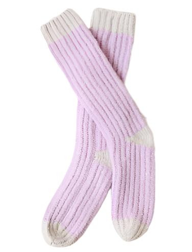 Winter Socks - Snow Bunny Slipper Sock - Fawn and Lilac by Mersea