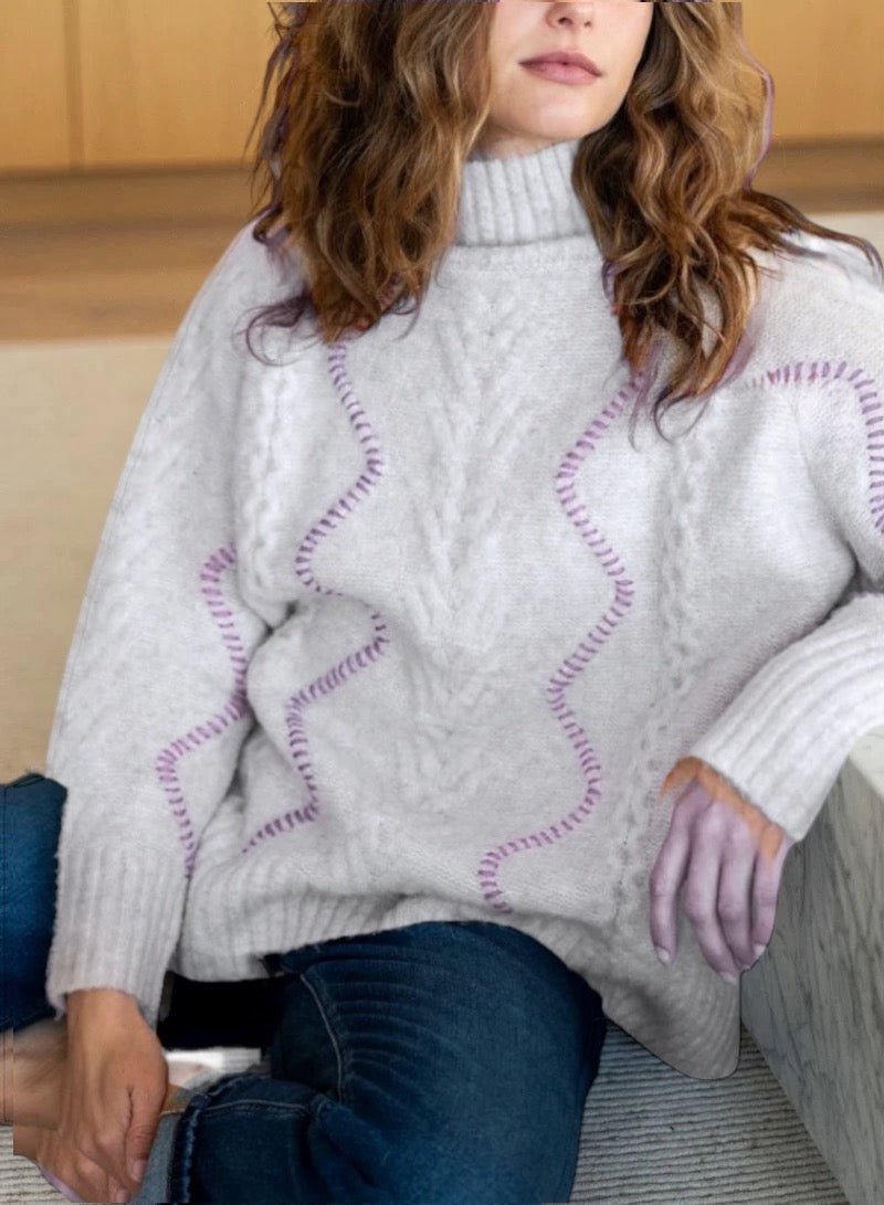 Alpine Sweater in Fog and Lavender by Mersea at Fig Linens and Home