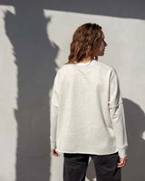 Frenchie Crewneck Sweatshirt in Ash Heather by Mersea Shown on Model - Fig Linens and Home - Back