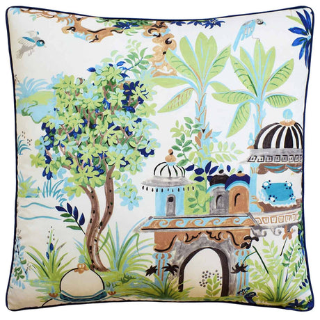 Mystic Garden Blue and Green - Decorative Throw Pillow by Ryan Studio made of Thibaut Fabrics