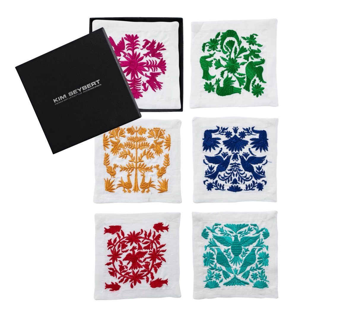 Otomi Cocktail Napkin in Multi, Set of 6 in a Gift Box by Kim Seybert at Fig Linens and Home