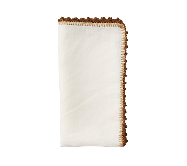 Knotted Edge Napkin in White, Natural & Brown by Kim Seybert at Fig Linens and Home