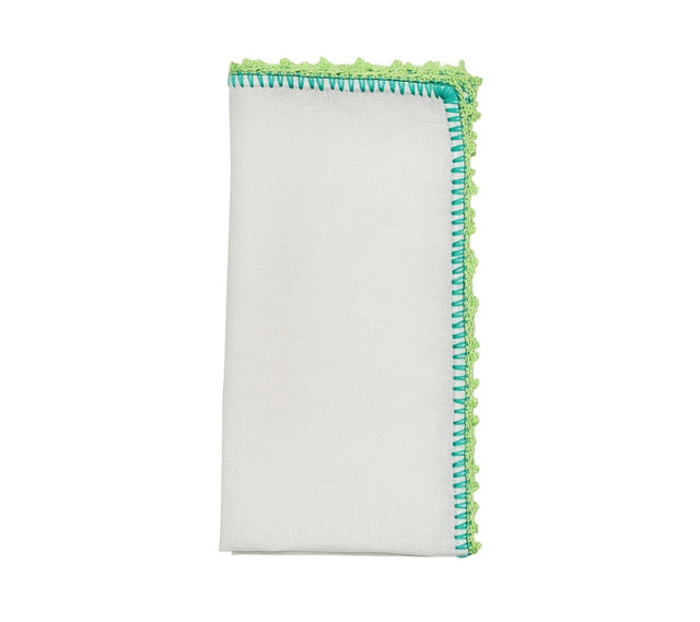 Knotted Edge Napkin in White, Marine & Lime by Kim Seybert at Fig Linens and Home