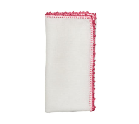 Knotted Edge Napkin in White, Pink & Blush by Kim Seybert at Fig Linens and Home