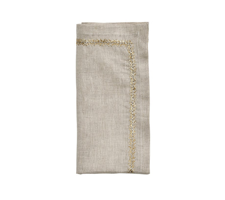 Jardin Napkin in Natural, Gold & Silver by Kim Seybert at Fig Linens and Home