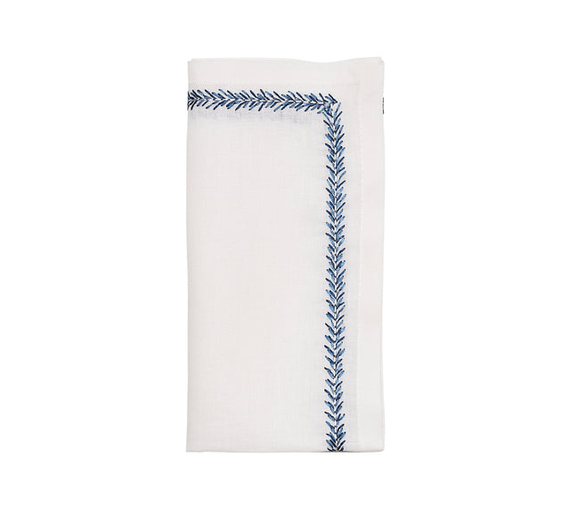 Jardin Napkin in White & Blue by Kim Seybert at Fig Linens and Home