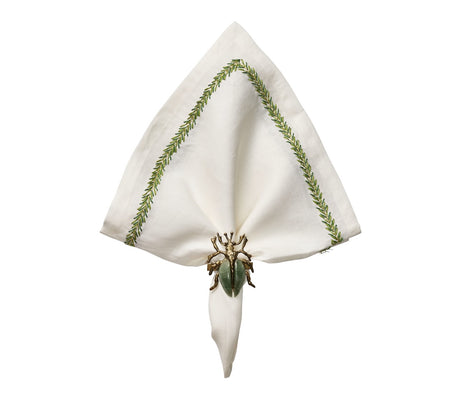 Jardin Napkin in White & Green Set of 4 by Kim Seybert