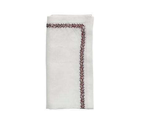 Jardin Napkin in White & Red by Kim Seybert at Fig Linens and Home