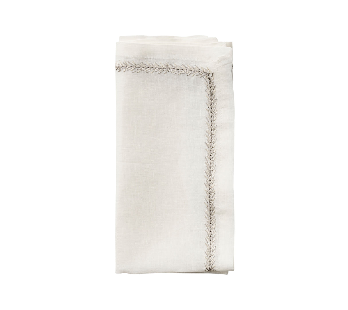 Jardin Napkin in White & Silver by Kim Seybert at Fig Linens and Home